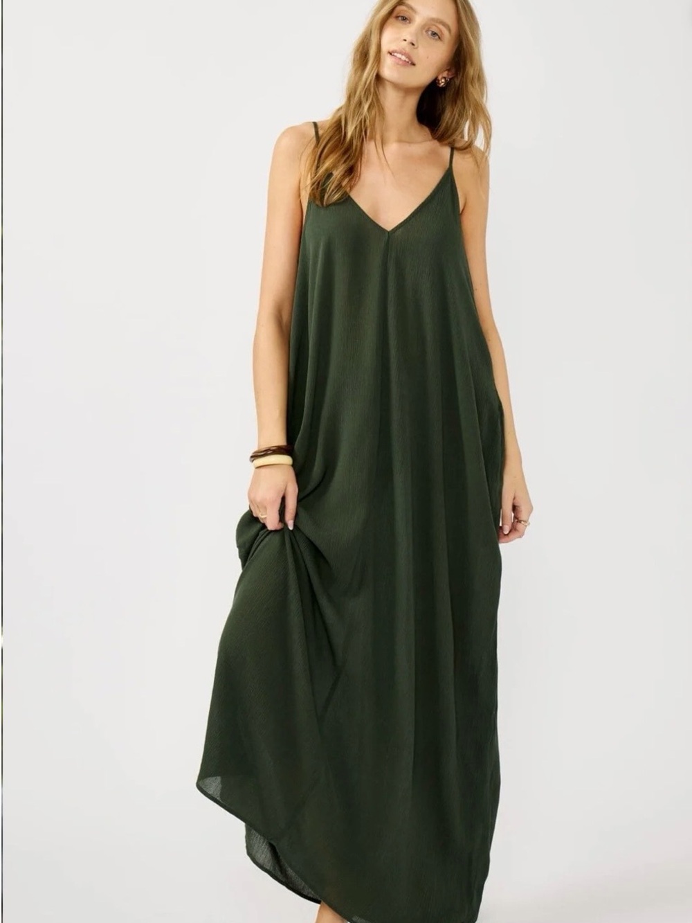 LoveStitch Olive Green Womens Weekend Mila Maxi Dress Size S/M